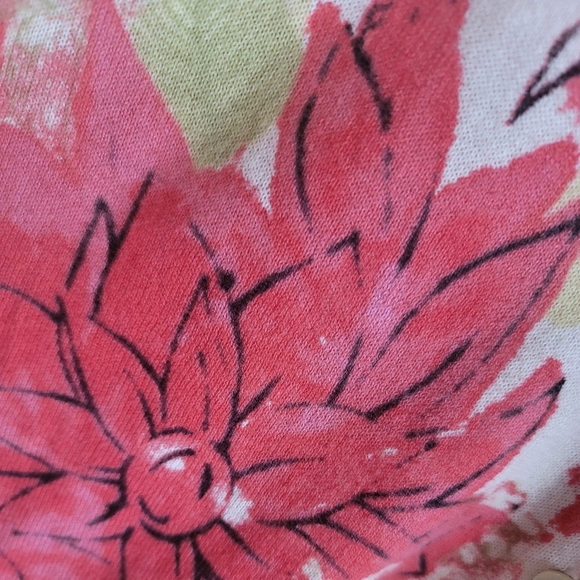 Lovely Springtime Charter Club Floral Light Weight Cardigan Sweater Coral Pink - Picture 4 of 4